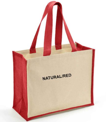Jute shopper with colour inserts